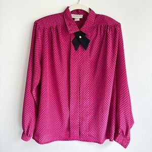 Vintage Pink and Black Patterned Blouse